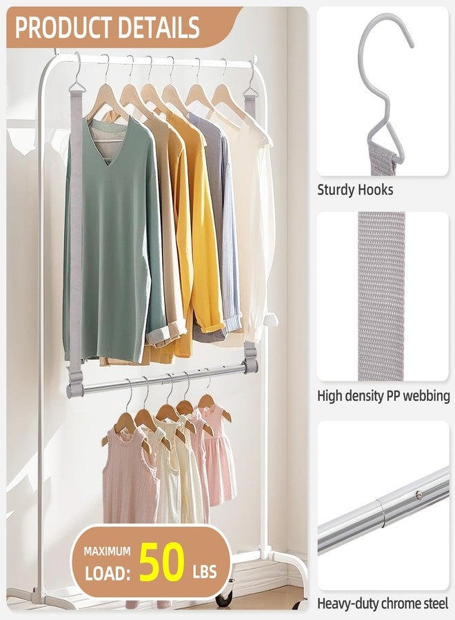 STORAGE MANIAC Hanging Closet Rod, Adjustable Width and Height Closet Hanging Organizer, Space-Saving Clothes Hanging Bar, Closet Extender Hanging Rod Double Closet Hanging Rod, 2 Pack Webbing - Image 3